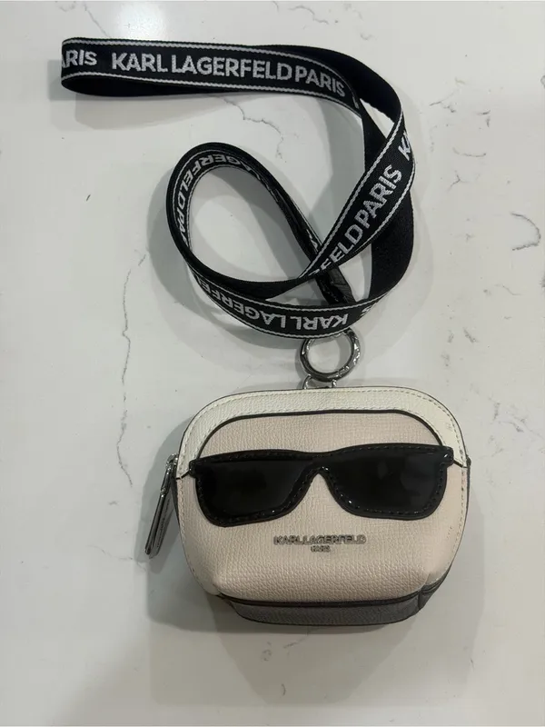 Karl Lagerfeld White & Black Key Card Pouch with Branded Lanyard - Image 2