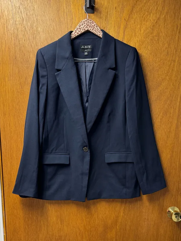 J. Crew Willa Blazer Italian City Wool Blend Jacket Navy Blue 12T TALL BK023 - Image 16