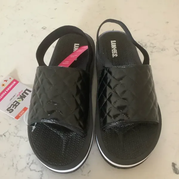 Muk luks womens epic tour sandals flats black quilted Slingback shoes size 8 - Image 3