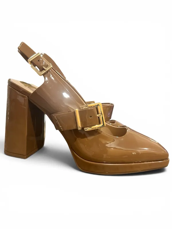 Gianni Bini Sonata Patent Mary Jane Platform Pumps Sweet Caramel Size 9M NWT - Image 2