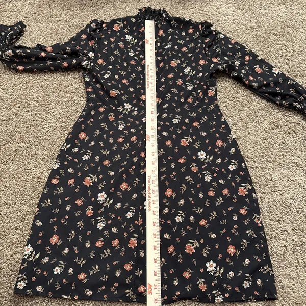 Caara Edita Black Floral Long Sleeve Sheath Dress Size Large Boho Beach Cowgirl - Image 8