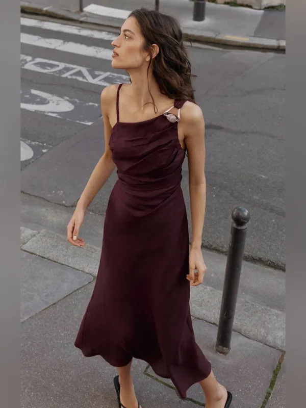 Nwt Zara Asymmetric 100% Linen Midi Dress Size Xs - Image 2