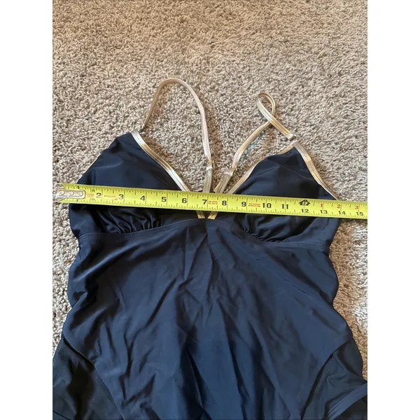 Cupshe Gold Standard Black One-Piece Swimsuit Black W Gold Straps Medium NWT - Image 3