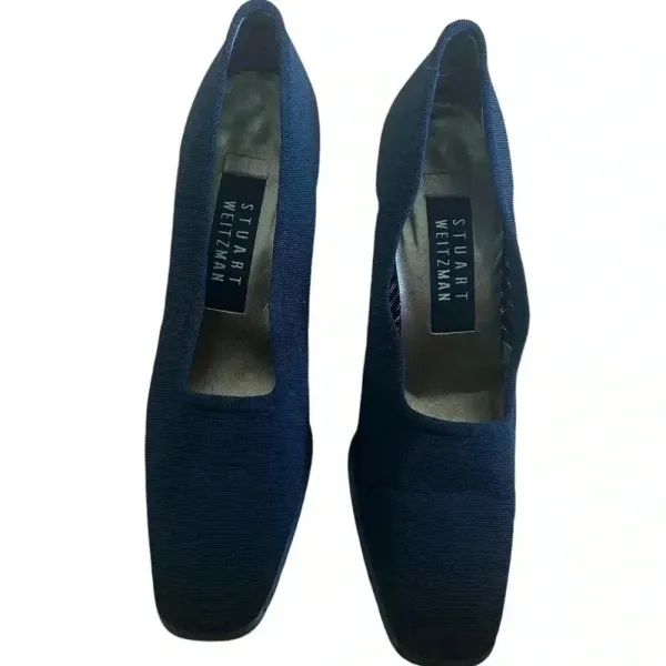 Stuart Weitzman Size 5.5 Vintage Block Heels Slip-On Casual‎ Fabric Covered Pump - Image 3