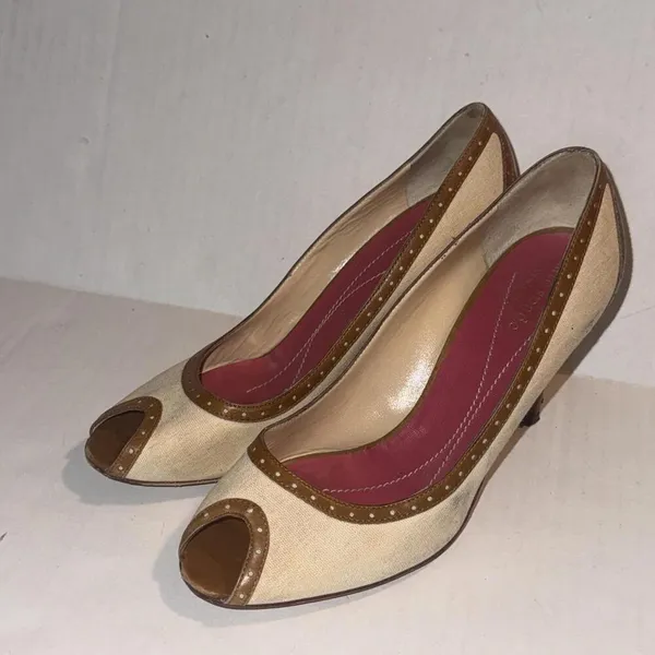 Kate Spade Preppy Peep Toe Old Money Luxury Designer Classic Pumps‎ Size 7.5M - Image 13