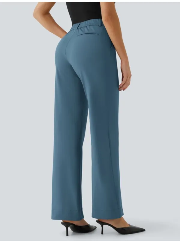 Halara Flex Mid Rise Pocket Straight Leg Work Pants Abyss Blue Womens Large NEW - Image 10