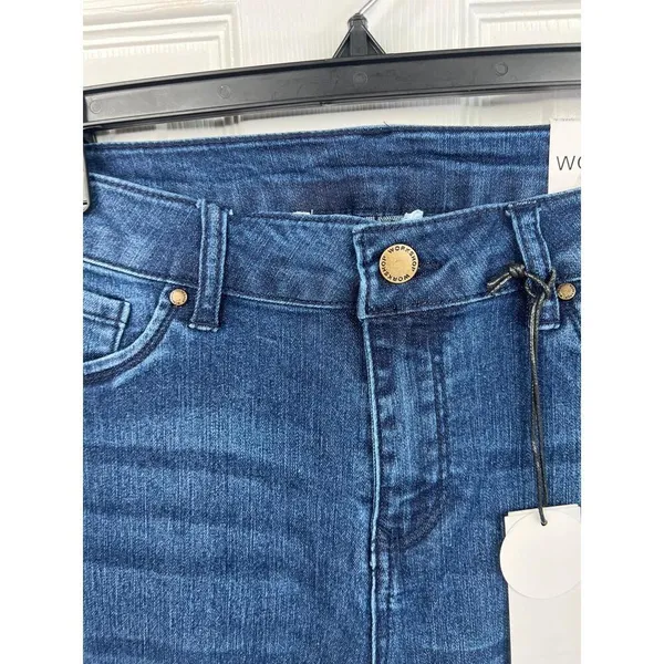 WORKSHOP Republic Jeans Size 6 Dark Blue High Rise Cuffed Skinny Ankle Stretch - Image 4