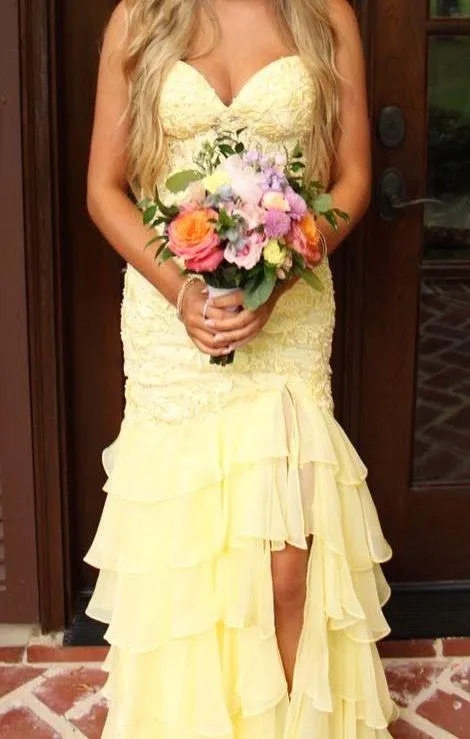 Sherri Hill Prom Dress Yellow Strapless - Image 4