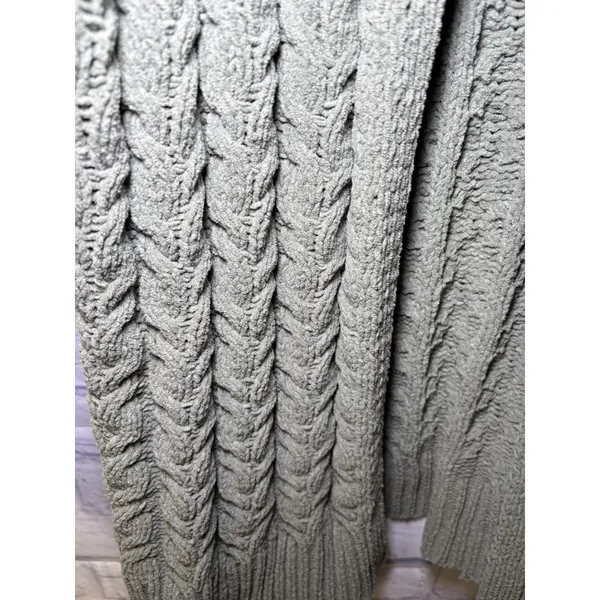 POL Open Cardigan L Duster Sweater Fisherman Chunky Knit Comfy green - Image 5