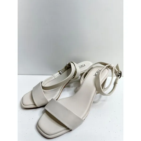 Nordstrom Rack Sandals Womens Size 9 Bone‎ Strappy Faux Leather Open Toe - Image 3