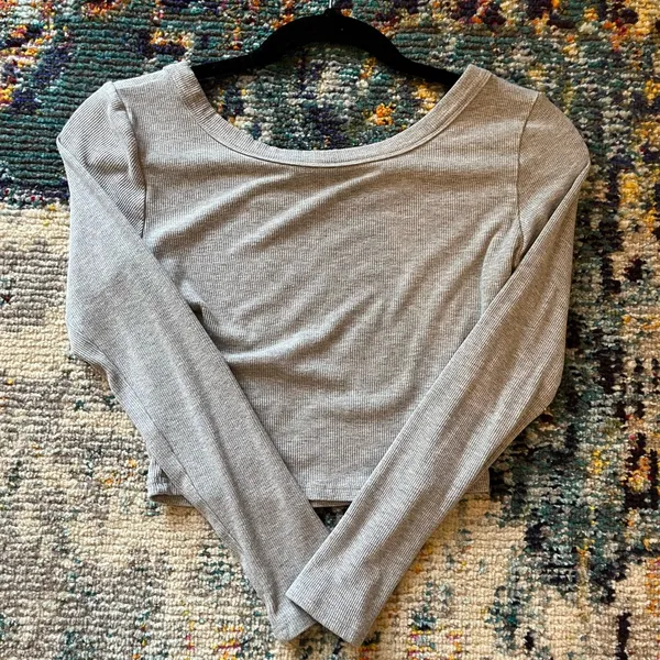 Amazon Y2k Skinny Long Sleeve Backless Crop Top Square Neck Bodycon Shirt - Image 4