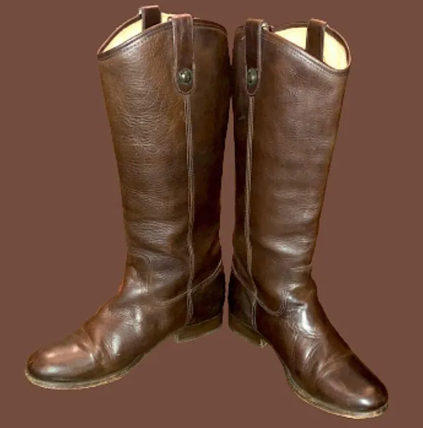 FRYE Brown Leather Mid Calf Campus Low Heel Smooth Shaft Western Boots Sz 9 - Image 16