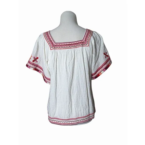 Madewell Embroidered Sandblossom Top in white cotton gauze‎ Women’s XS Oversized - Image 3