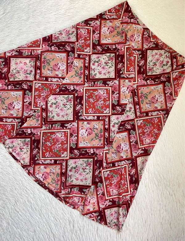 Y2K boho Luna Floral pink and red Patchwork midi skirt - Image 3