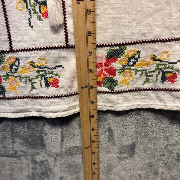 2170 | Orange Creek Boho Embroidered Cotton Floral Peasant Top White Womens L - Image 4