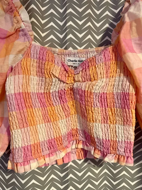 NWOT Charlie Holiday | Andrea puff-sleeve crop top, size S - Image 3