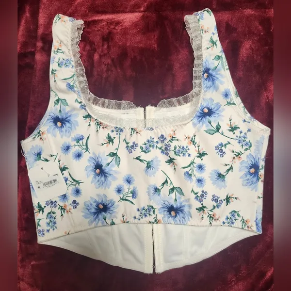 NWT Altar'd State Alex Floral Corset In blue Size L - Image 3