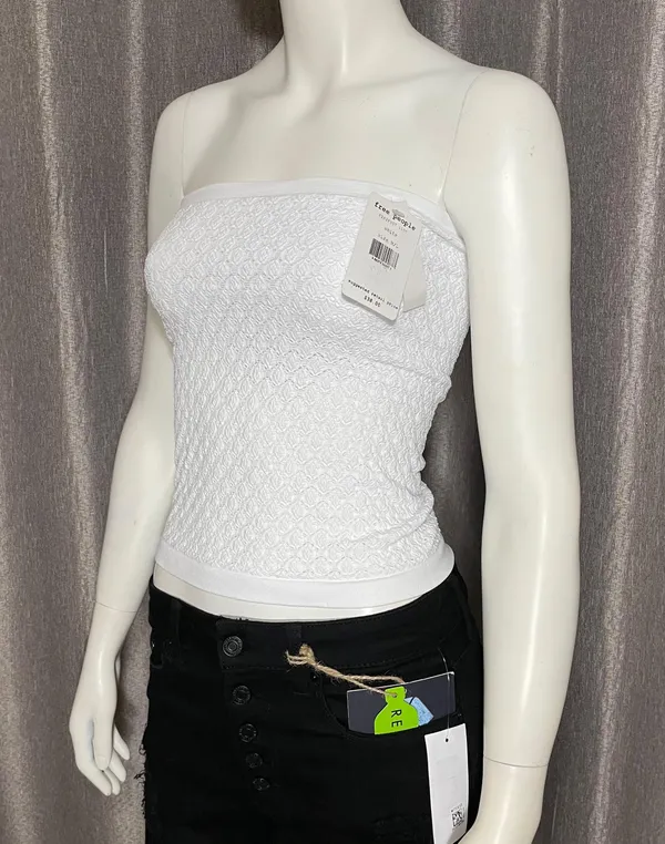 Free People Women’s White Seamless Strapless Bandeau Tube Top - Image 3