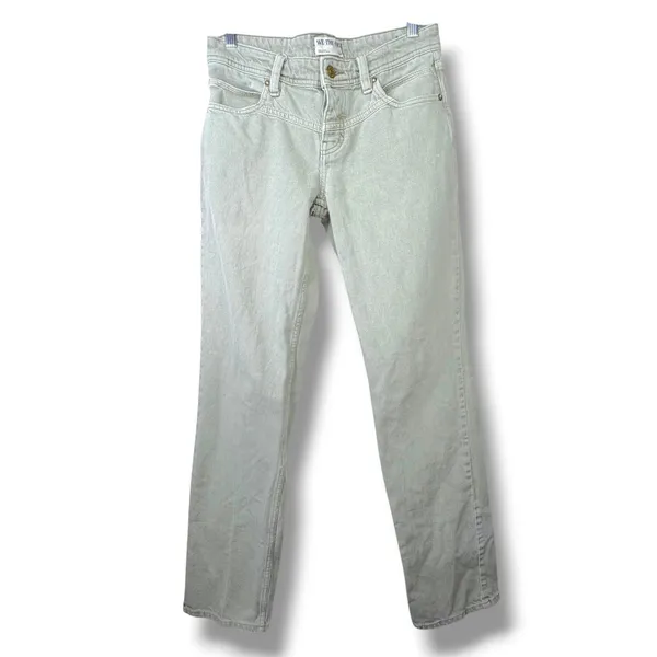 Free People We The Free Western Yoke Sage Green Low Rise Straight Denim Jeans - Image 3