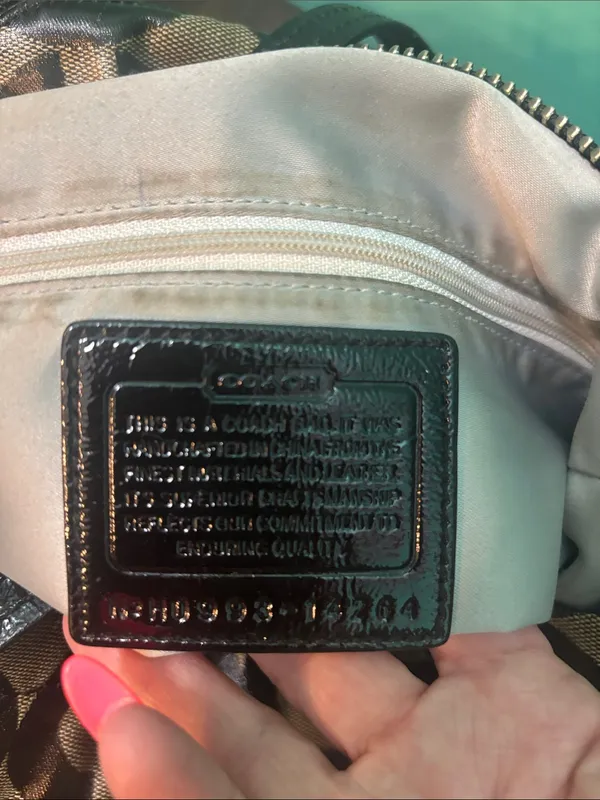Coach “Op Art” Black and Tan Circle Logo Tote - Image 15