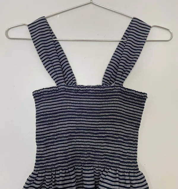 Madewell Texture & Thread Smocked Peplum Tank Top in Stripe - Image 5