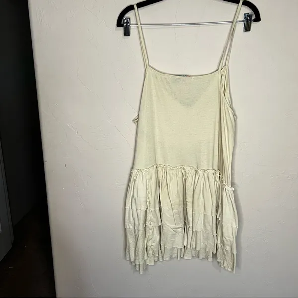 Free‎ People Beach Noelle Cream Tiered Spaghetti Strap Mini Boho Sundress - Image 7
