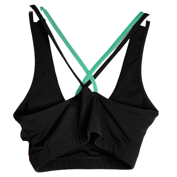 YMI Womens‎ Sports Bra Size Small Black With Green Straps Crossback - Image 3