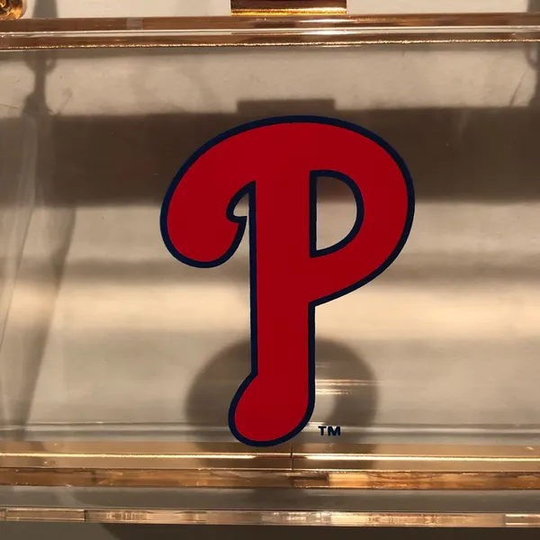 Philadelphia Phillies Clear Acrylic Box Clutch with Gold Chain - Image 3