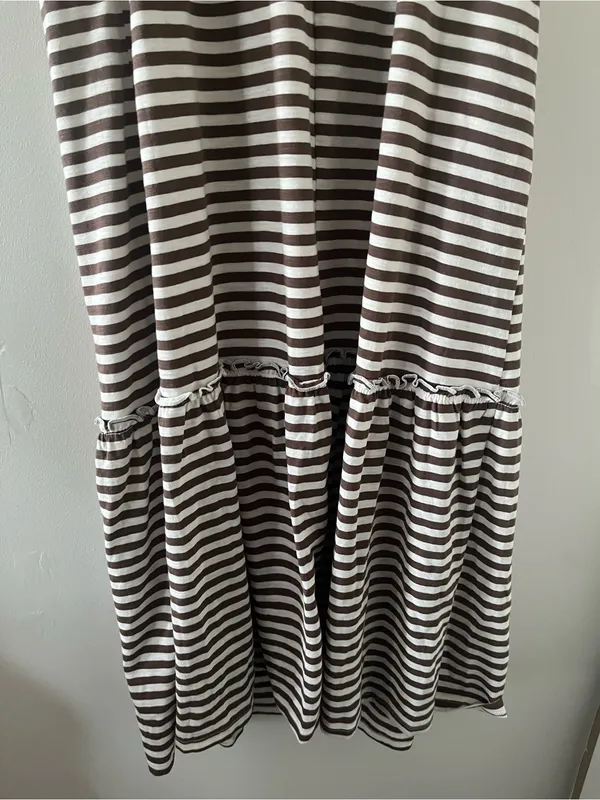 NWT SO Brown White Striped Maxi Dress Large Beach Coastal Resort Vacation - Image 8