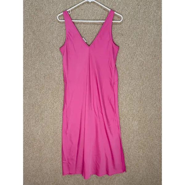 Imperfect pink slip dress vneck midi dress sleeveless slits medium wedding guest - Image 2