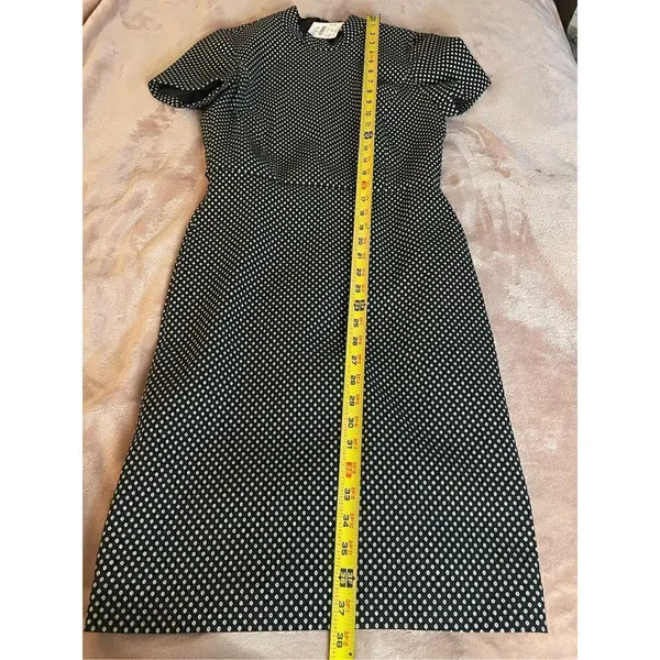 NWT JCrew Mock Neck Jacquered Sheath Dress Black/ Metallic Gold Short Sleeve Siz - Image 8