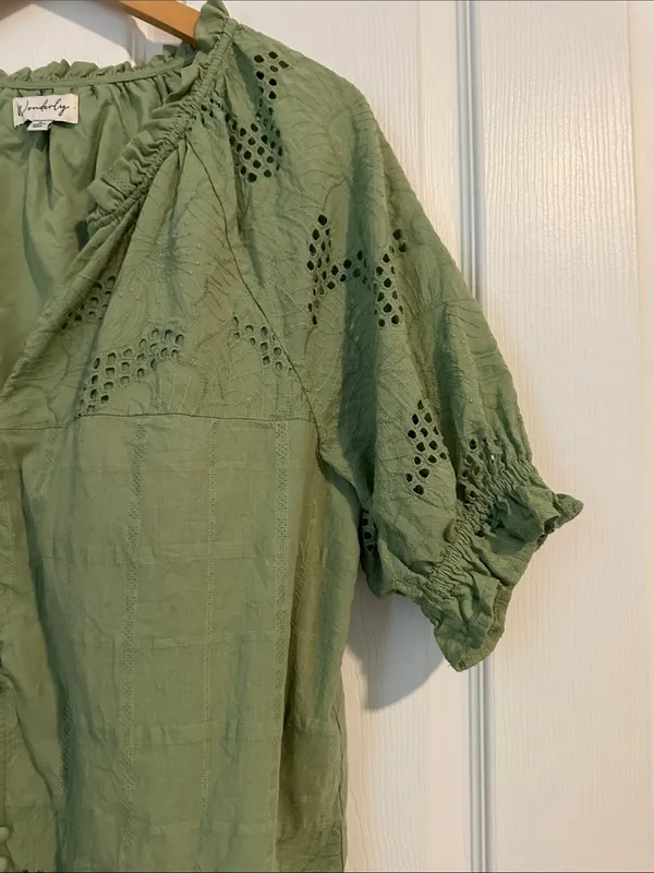 Wonderly Eyelet Button-Front Blouse - Image 2
