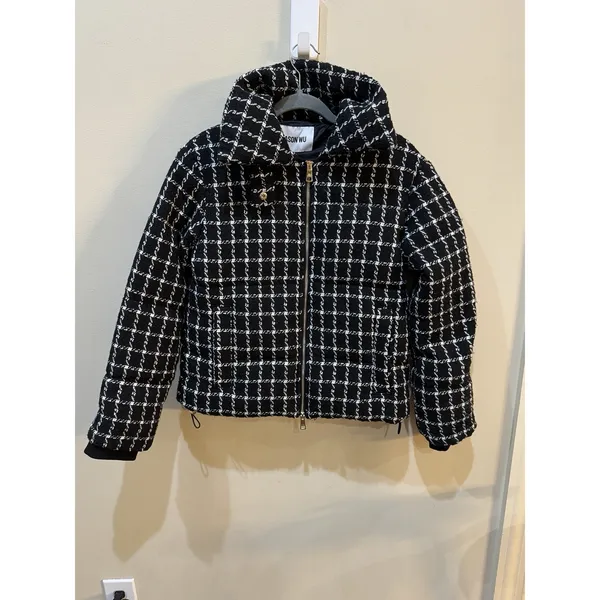 New! Jason Wu Luxe Black White Tweed Puffer Coat Old Money Jacket $395 MSRP - Image 6