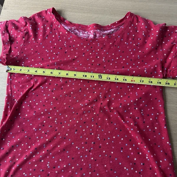 Talbots 100% Linen Cotton Blend Red Stars T Shirt XS Coastal Patriotic Beachy - Image 10