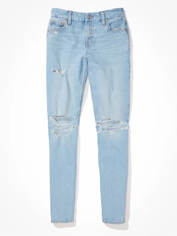 American Eagle Curvy '90s Skinny Jean in Stretch Ripped Destroyed Light Wash - Image 5