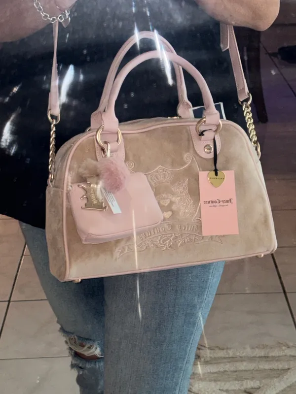 Juicy couture pink velour Y2K satchel bag - Image 7