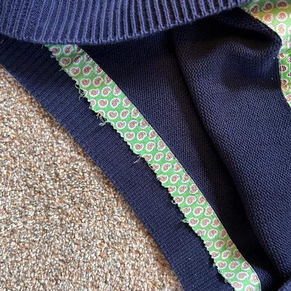Lauren Ralph Lauren Black Label Layered V Neck Sweater. Navy/Green Size Large - Image 7
