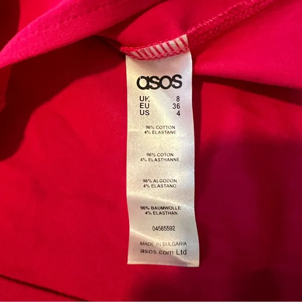 ASOS Pink Stretch Bodycon‎ V-Neck V-Back Side Slit Sleeveless Mini Dress Size 4 - Image 3