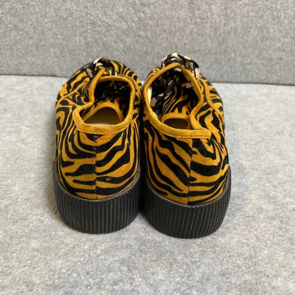 Mango Monki Zebra Print Platform Sneaker‎ Women's Size 9 Yellow Black Animal Lace FLAW - Image 5
