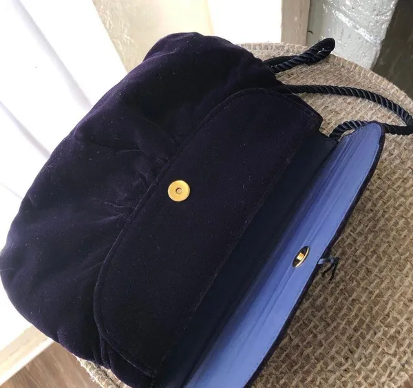 Dark purple velvet crossbody shoulder purse bag clutch rope trim tassel and snap magnetic closure - Image 4