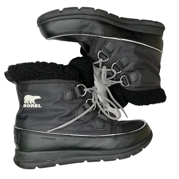 SOREL Explorer Carnival Boots Black/Sea Salt Women’s Size‎ 10 - Image 7