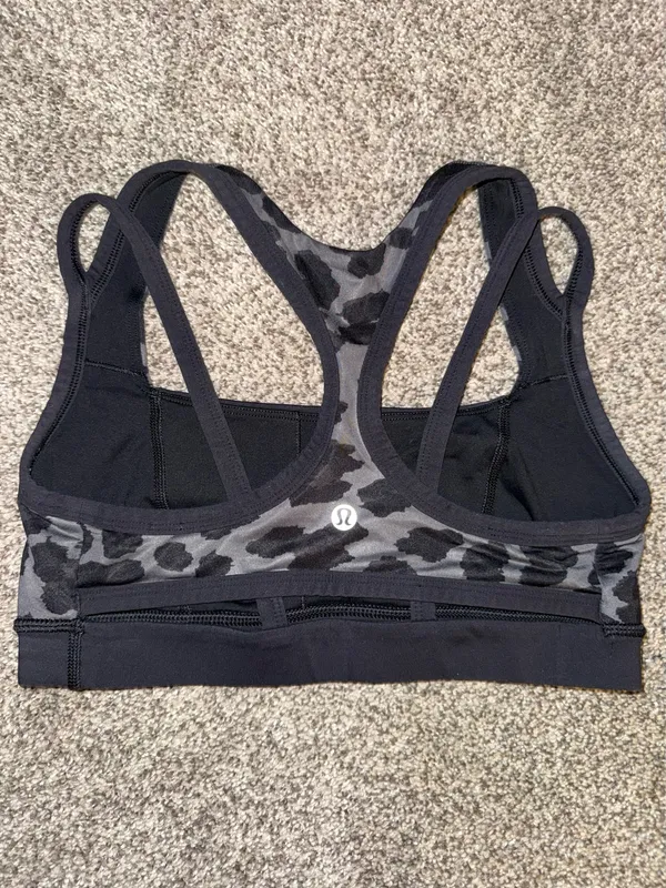 Lululemon Energy Bra Strappy Sports Bra Leopard Cheetah Print Black - Image 2