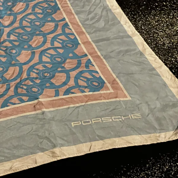 100% silk Porsche scarf Blue - Image 6