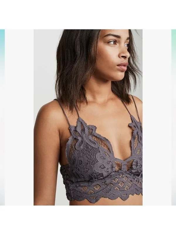 Free People Adela Bralette Dark Grey Lace Size Small NWT - Image 5