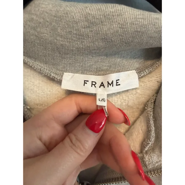 Frame Sporty Zip Sweatshirt Half Zip Funnel Neck Ruffle Wing Shoulders sz Large - Image 5
