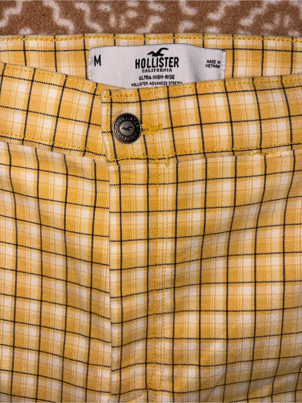 Hollister Yellow Plaid Slim Fit Chinos - Image 3