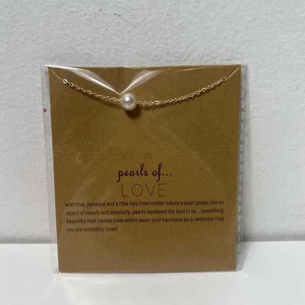 Pearls of Love Charm Pendant Gold Adjustable Necklace - Image 3