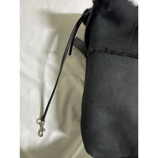 UGG Australia Black Suede Shearling Crossbody Bag Leather Strap Hobo - Image 7