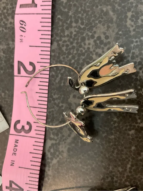 Silver Cow Charm Dangle Earrings - Image 5