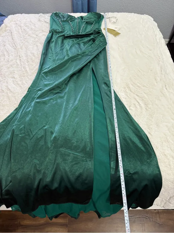 Portia & Scarlett Emerald Velvet Beaded Corset Gown Formal Dress L NWT - Image 7